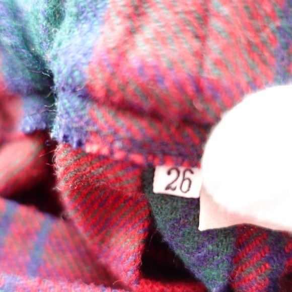 Vintage Red Plaid Wool Skirt XS Mini Scottish Tartan Micro Academia Y2K School - Picture 7 of 9